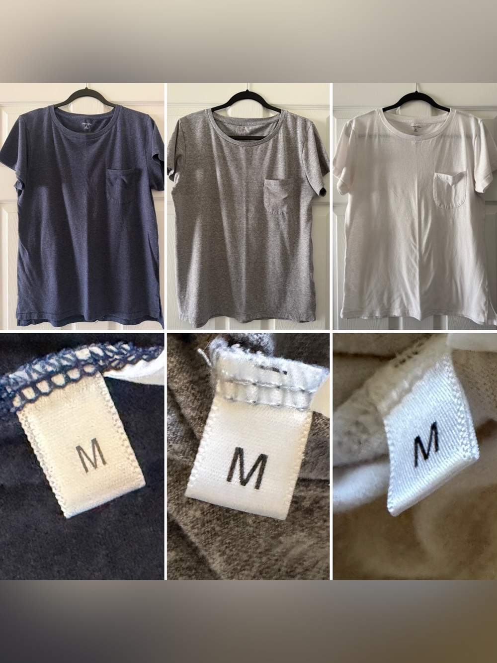 J. Crew Navy Grey & White Triblend Short Sleeve Pocket Tee Trio